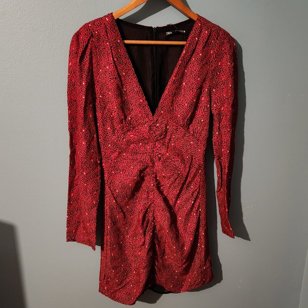 ZARA Red Cocktail Mini Dress Small